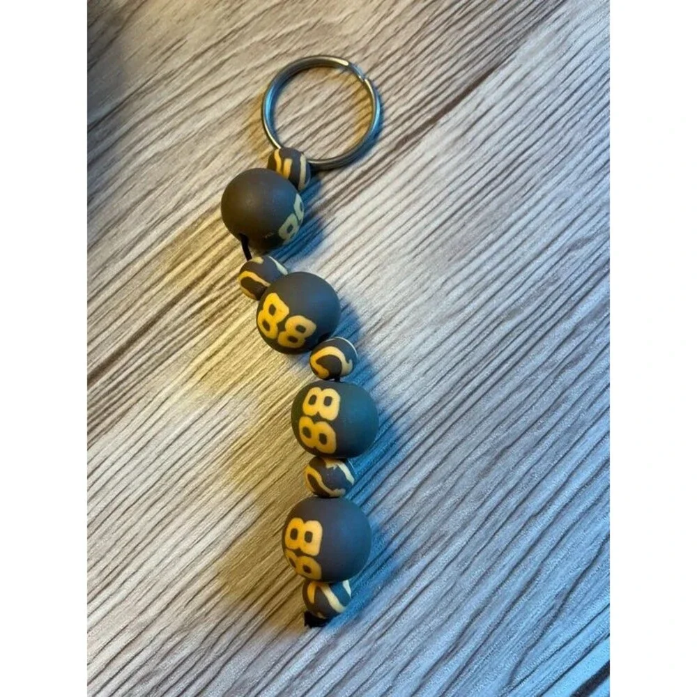 Nascar #88 Dale Jarrett Brown Beaded Keychain
